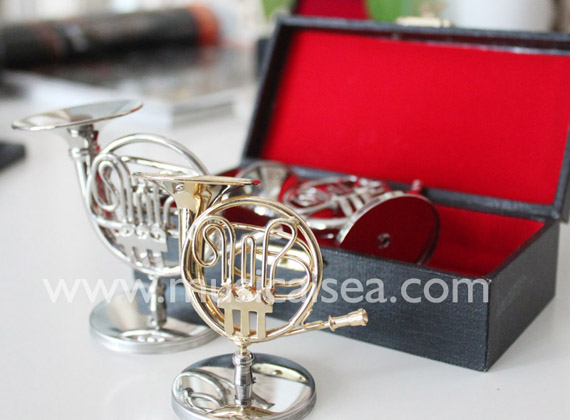 Miniature Golden French horn Musical Instrument